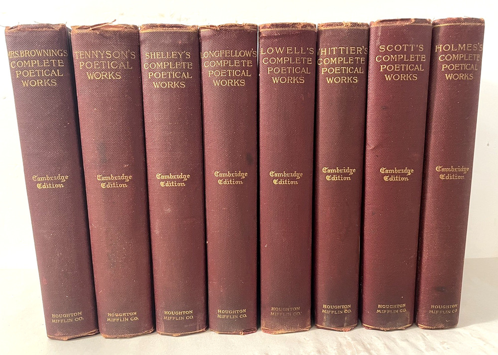Antique Cambridge Edition Poetical Works Set Houghton Mifflin c1901 Hard Cover